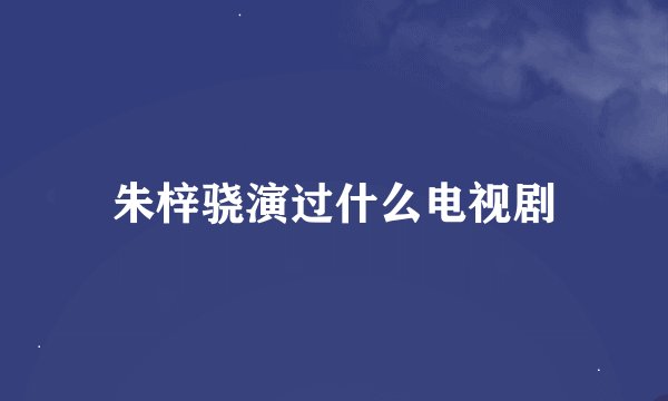 朱梓骁演过什么电视剧