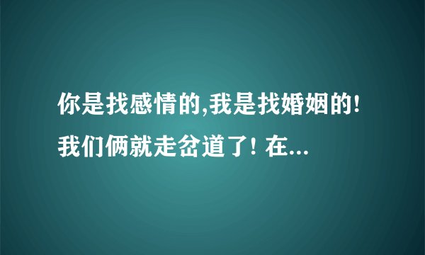 你是找感情的,我是找婚姻的!我们俩就走岔道了! 在《非诚勿扰》的哪里出现的？