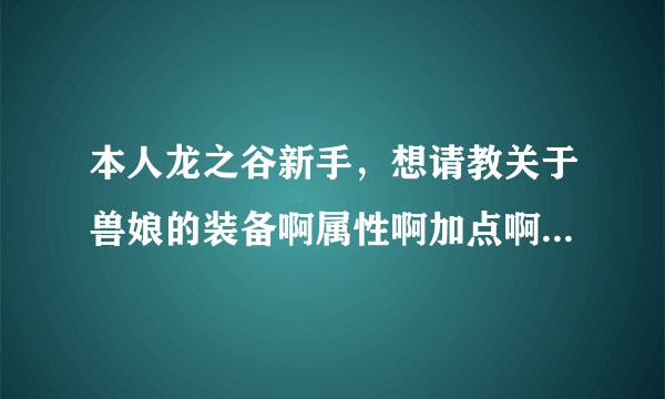 本人龙之谷新手，想请教关于兽娘的装备啊属性啊加点啊pvp技能衔接啊等等，尤其属性我只知道堆力量和敏