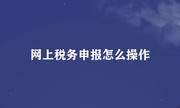 网上税务申报怎么操作