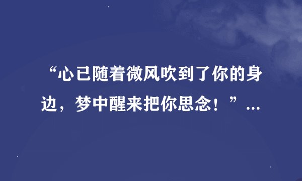 “心已随着微风吹到了你的身边，梦中醒来把你思念！”是那首歌的句子？