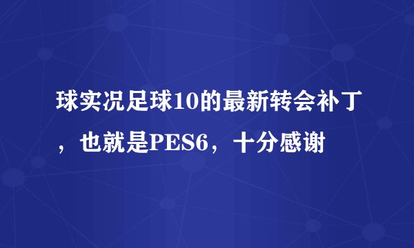 球实况足球10的最新转会补丁，也就是PES6，十分感谢