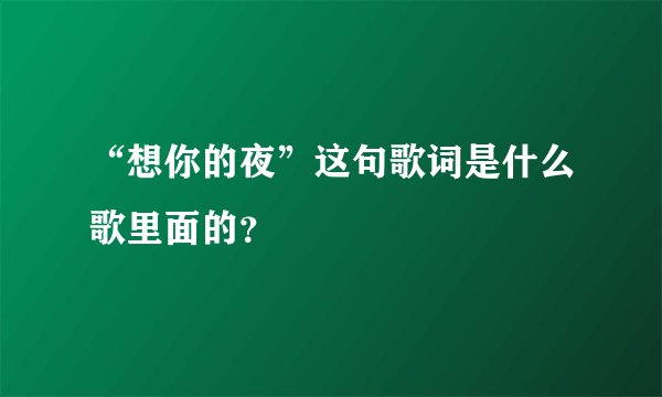 “想你的夜”这句歌词是什么歌里面的？