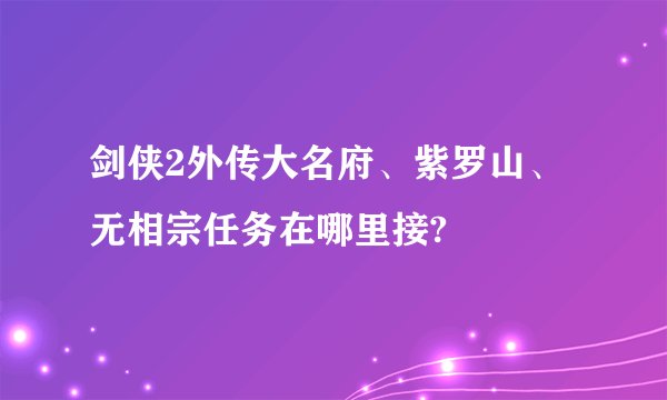 剑侠2外传大名府、紫罗山、无相宗任务在哪里接?