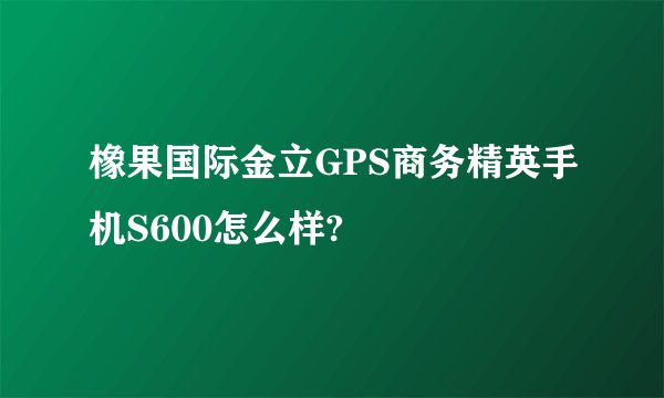 橡果国际金立GPS商务精英手机S600怎么样?