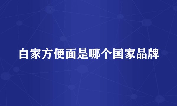 白家方便面是哪个国家品牌
