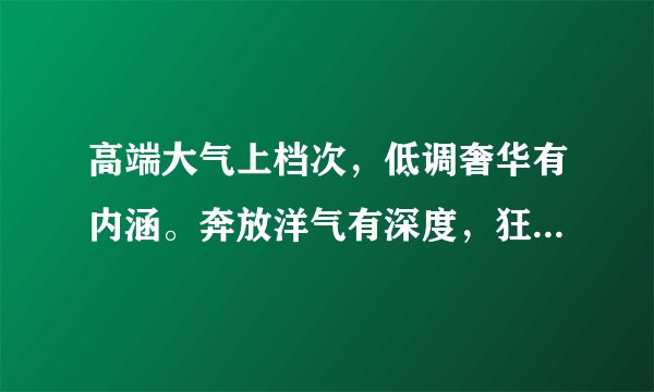 高端大气上档次，低调奢华有内涵。奔放洋气有深度，狂拽酷炫屌炸天！