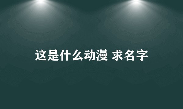 这是什么动漫 求名字