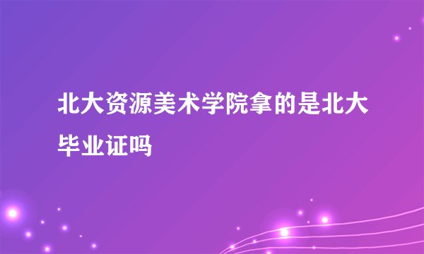北大资源美术学院拿的是北大毕业证吗