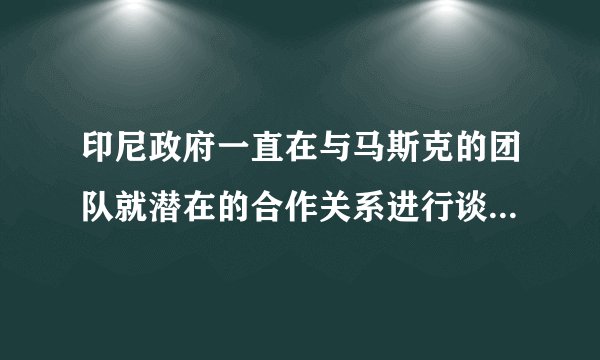 印尼政府一直在与马斯克的团队就潜在的合作关系进行谈判，马斯克会同意吗？