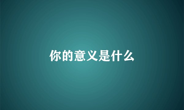你的意义是什么
