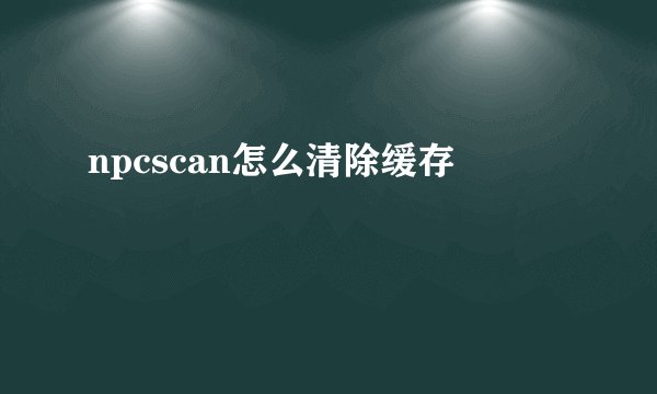 npcscan怎么清除缓存