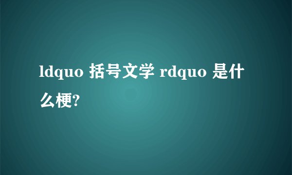 ldquo 括号文学 rdquo 是什么梗?