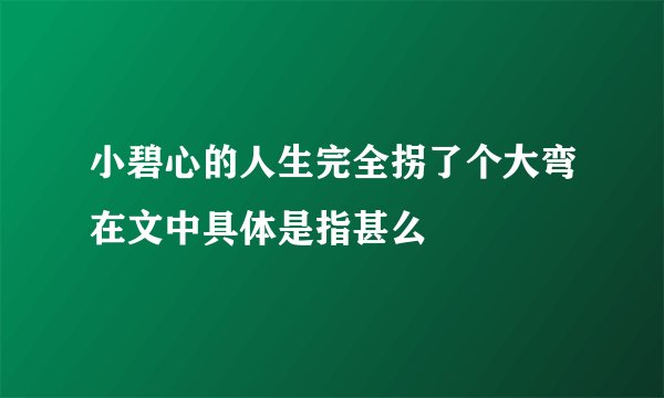 小碧心的人生完全拐了个大弯在文中具体是指甚么