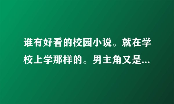谁有好看的校园小说。就在学校上学那样的。男主角又是个坏坏的，对女主角很好的。很疼她。故事情节好看的