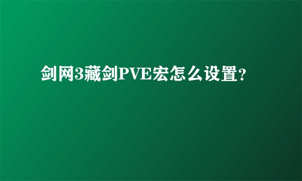 剑网3藏剑PVE宏怎么设置？