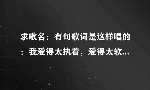 求歌名：有句歌词是这样唱的：我爱得太执着，爱得太软弱（脆弱） 女生唱的。。