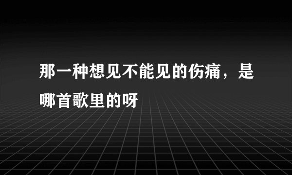 那一种想见不能见的伤痛，是哪首歌里的呀
