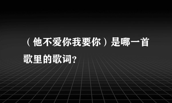 （他不爱你我要你）是哪一首歌里的歌词？