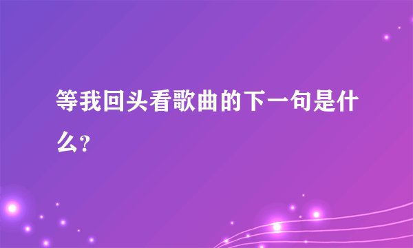 等我回头看歌曲的下一句是什么？