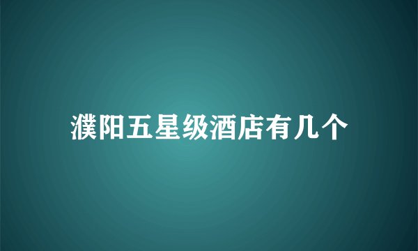 濮阳五星级酒店有几个