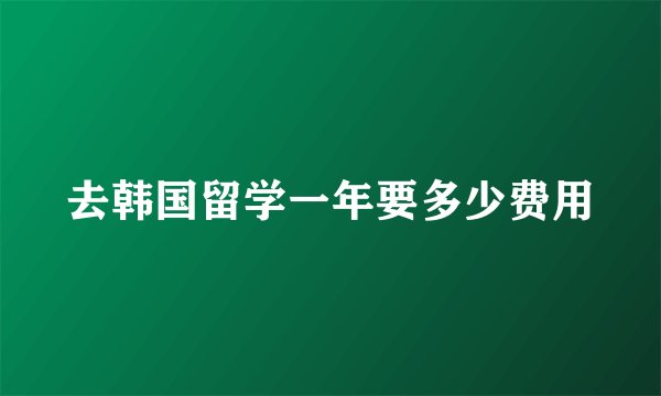 去韩国留学一年要多少费用