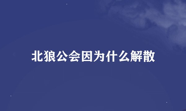 北狼公会因为什么解散