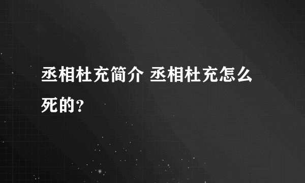 丞相杜充简介 丞相杜充怎么死的？