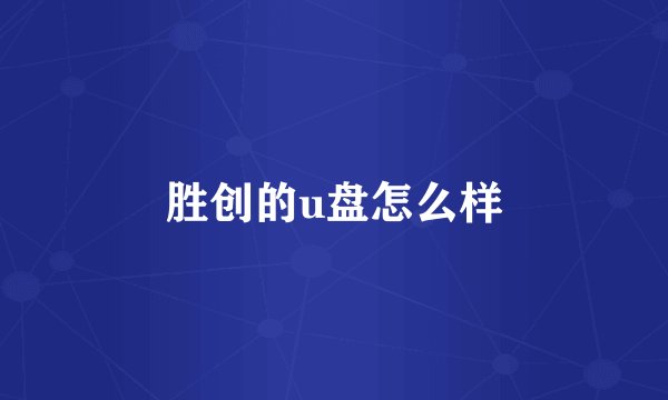 胜创的u盘怎么样