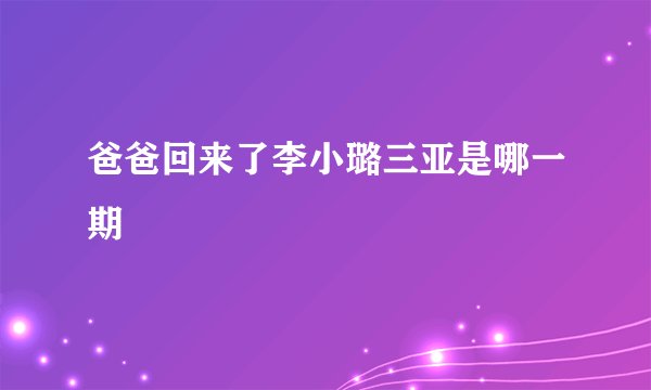 爸爸回来了李小璐三亚是哪一期