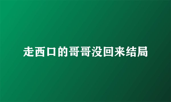 走西口的哥哥没回来结局