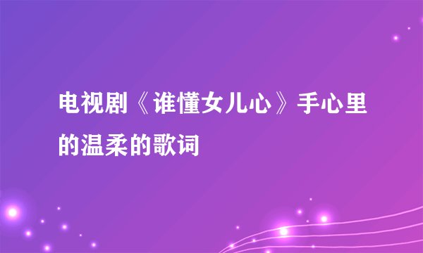 电视剧《谁懂女儿心》手心里的温柔的歌词