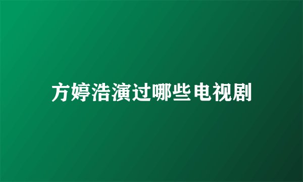 方婷浩演过哪些电视剧