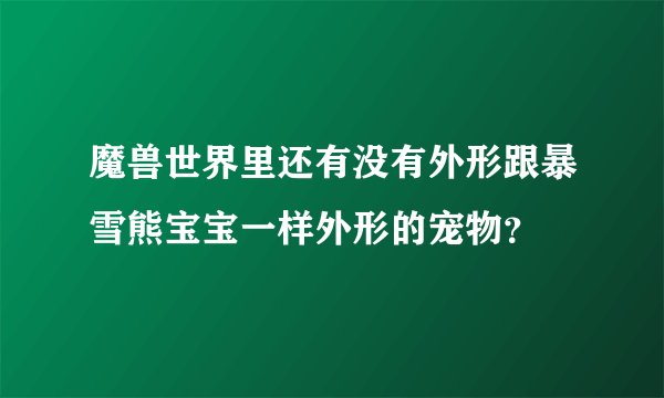 魔兽世界里还有没有外形跟暴雪熊宝宝一样外形的宠物？
