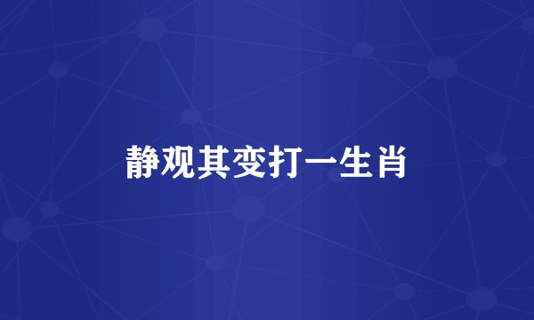 静观其变打一生肖