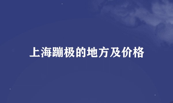 上海蹦极的地方及价格