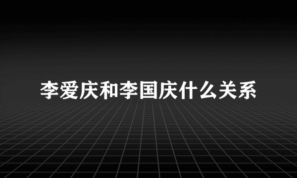 李爱庆和李国庆什么关系