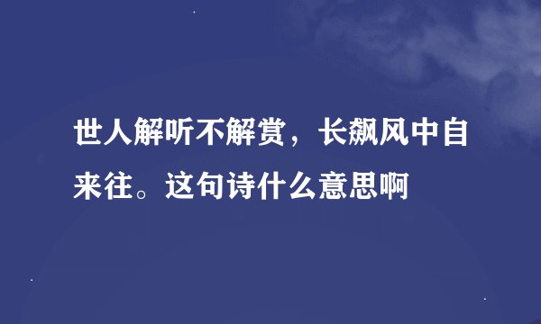 世人解听不解赏，长飙风中自来往。这句诗什么意思啊