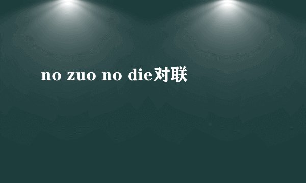 no zuo no die对联