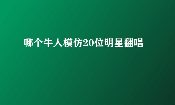 哪个牛人模仿20位明星翻唱