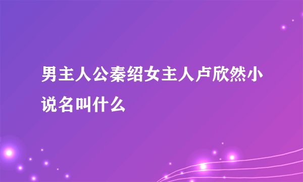 男主人公秦绍女主人卢欣然小说名叫什么