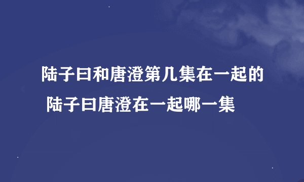 陆子曰和唐澄第几集在一起的 陆子曰唐澄在一起哪一集
