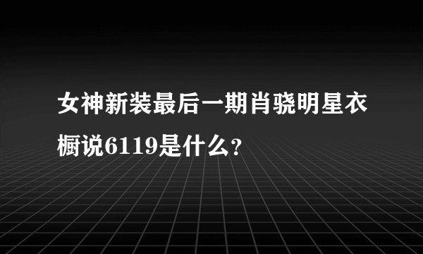 女神新装最后一期肖骁明星衣橱说6119是什么？