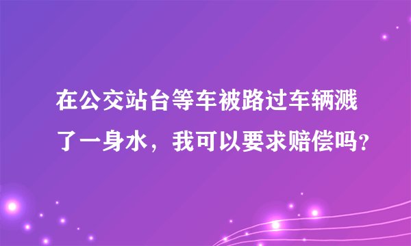 在公交站台等车被路过车辆溅了一身水，我可以要求赔偿吗？
