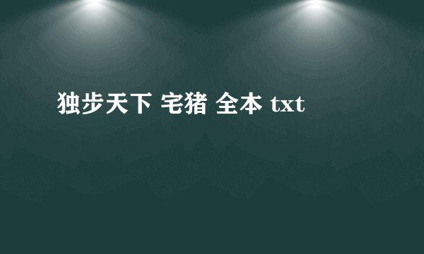 独步天下 宅猪 全本 txt
