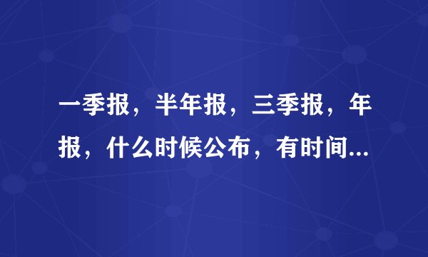 一季报，半年报，三季报，年报，什么时候公布，有时间限制吗？