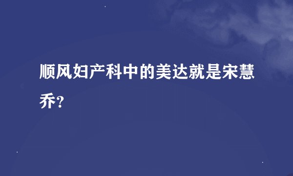 顺风妇产科中的美达就是宋慧乔？