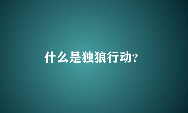 什么是独狼行动？
