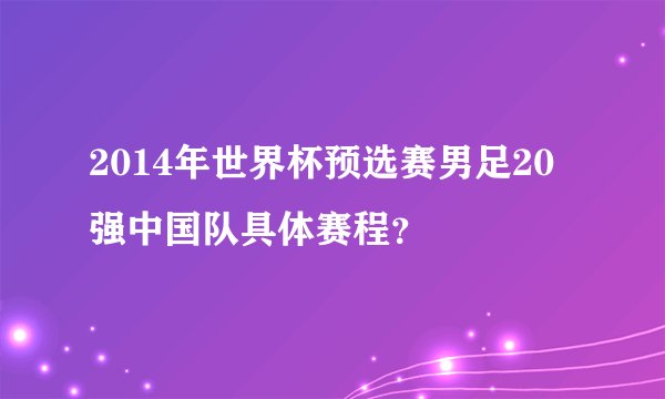 2014年世界杯预选赛男足20强中国队具体赛程？