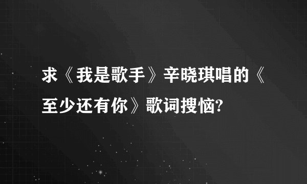 求《我是歌手》辛晓琪唱的《至少还有你》歌词搜恼?